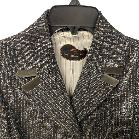 Etro Alpaca Wool Blend Button Front Puff Sleeve Blazer Jacket Womens 46 / US 10 - Picture 4 of 8